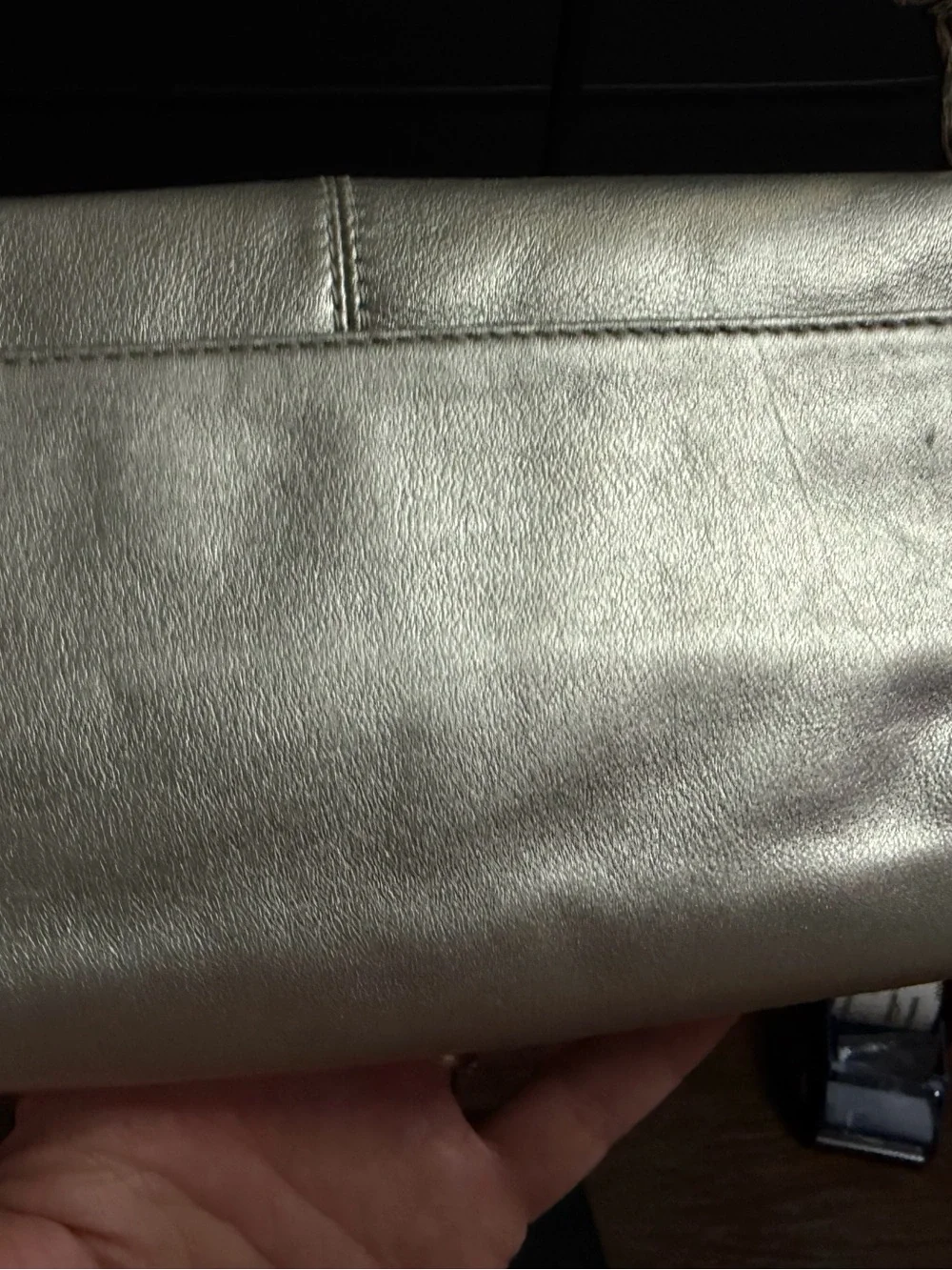 Coach Silver Metallic Leather Wristlet